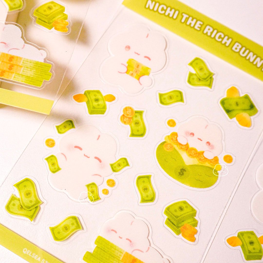 Nichi the Rich Bunny Clear Sticker Sheet