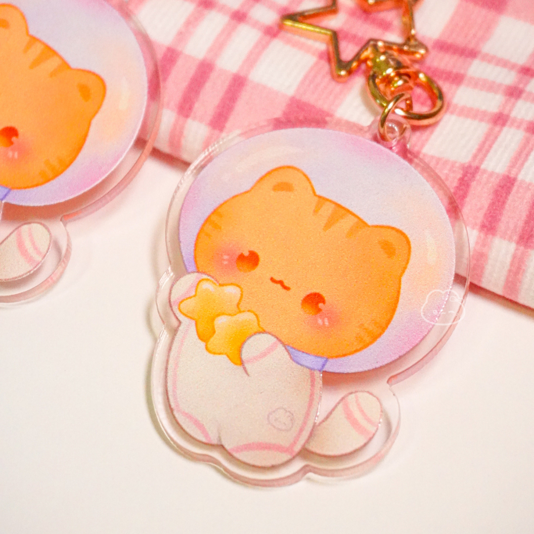 Orange Astrocat Keychain