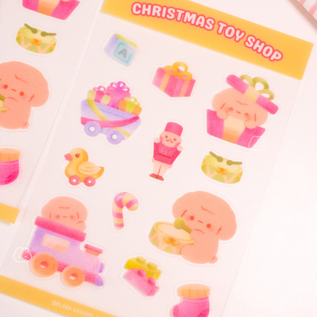 Christmas Toy Shop Clear Sticker Sheet