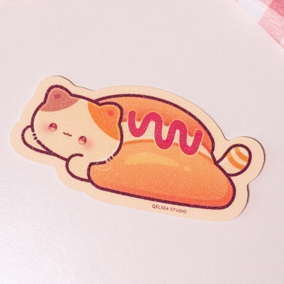 Lola the Calico Cat Hotdog Sticker