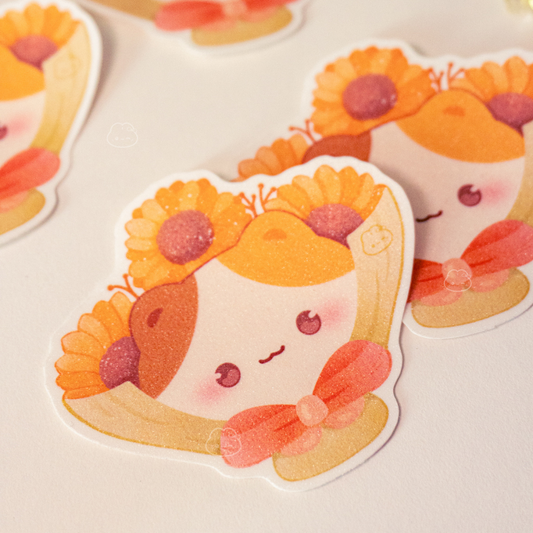 Lola the Calico Cat’s Flower Bouquet Sticker