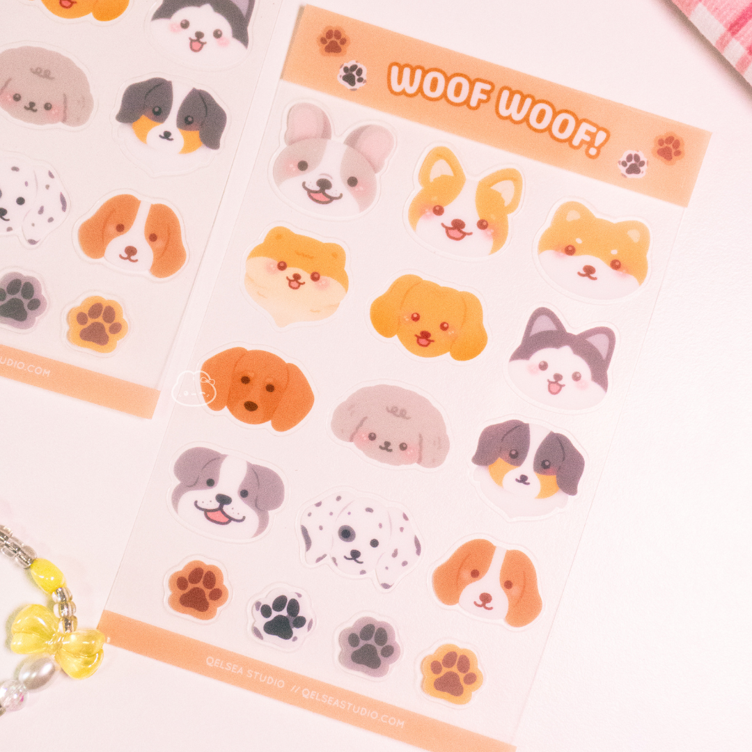 Woof Woof Clear Sticker Sheet