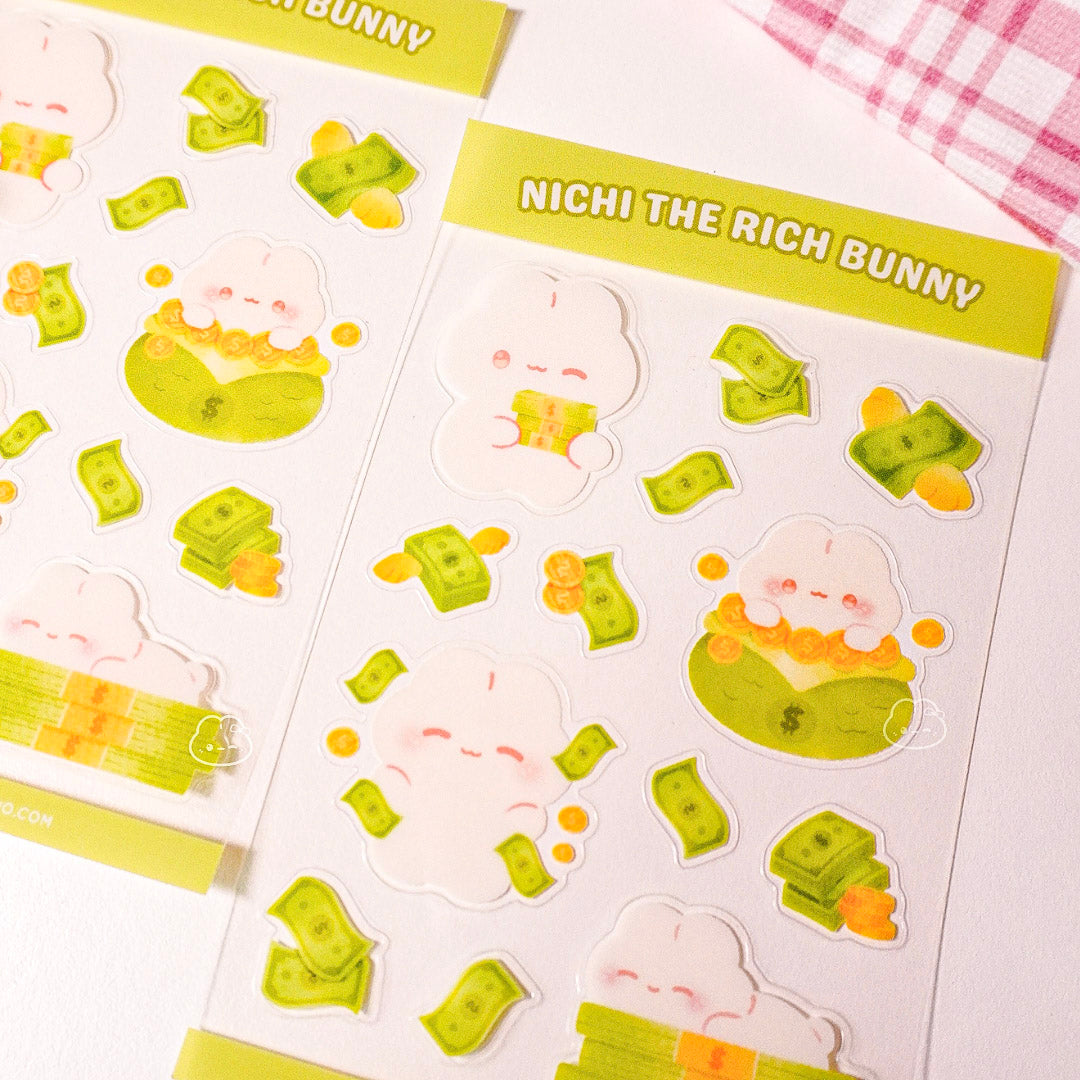 Nichi the Rich Bunny Clear Sticker Sheet