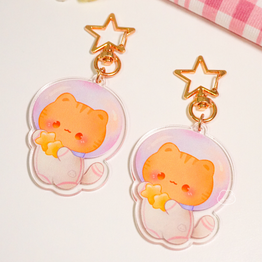 Orange Astrocat Keychain