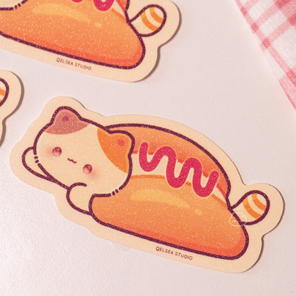 Lola the Calico Cat Hotdog Sticker