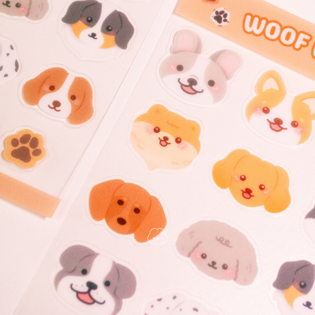 Woof Woof Clear Sticker Sheet