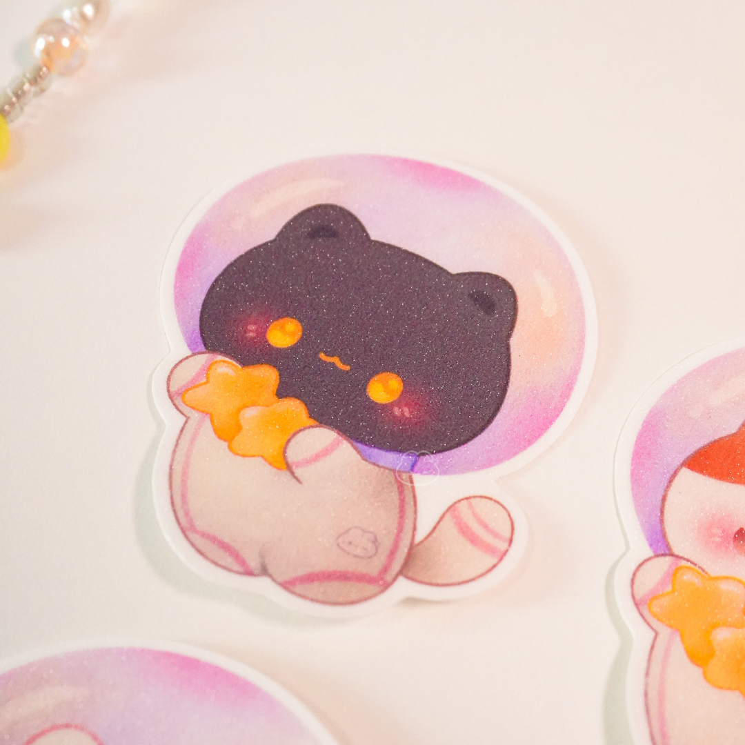 Black Astrocat Sticker