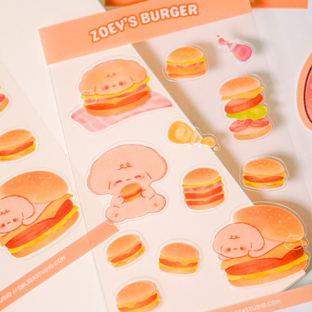 Zoey's Burger Clear Sticker Sheet