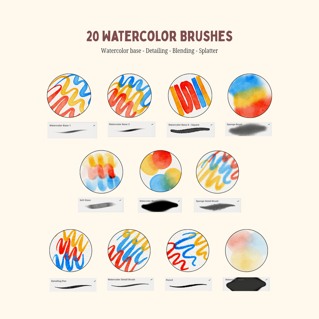 QELSEA STUDIO Procreate Watercolor Brush and Canvas