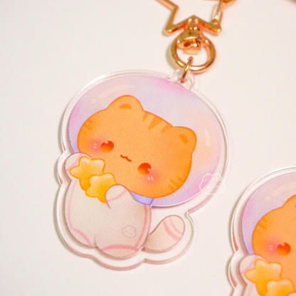 Orange Astrocat Keychain