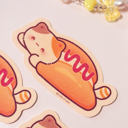 Lola the Calico Cat Hotdog Sticker