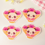 Chubby the Panda's Flower Bouquet Sticker
