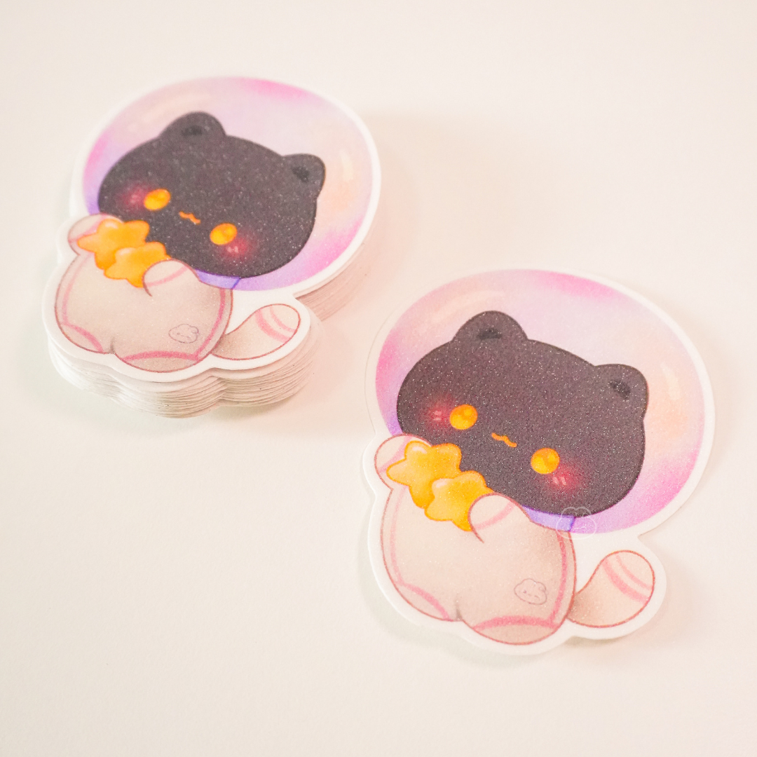 Black Astrocat Sticker