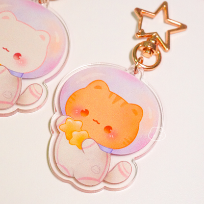 Orange Astrocat Keychain