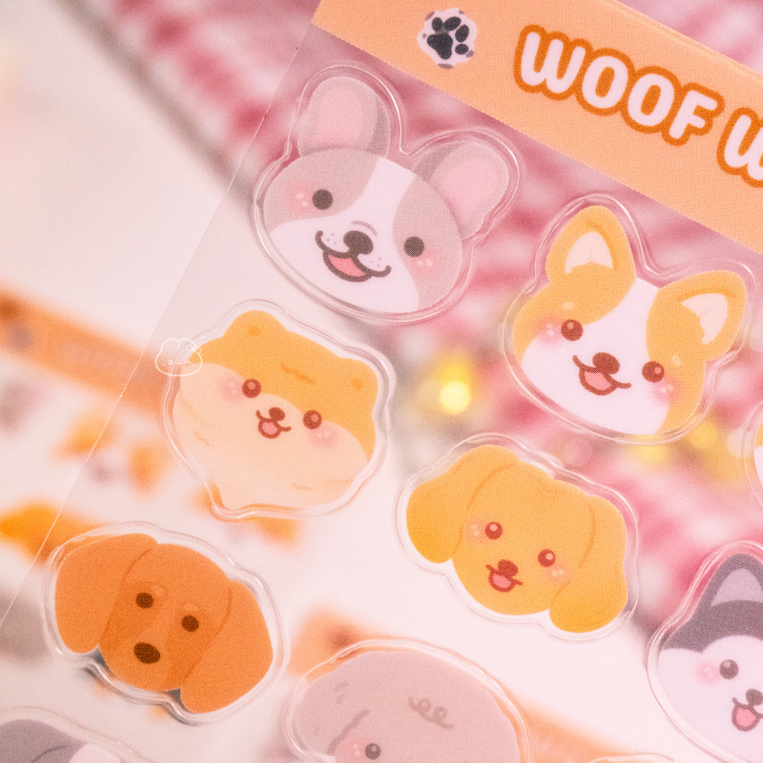 Woof Woof Clear Sticker Sheet