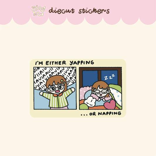 Yapping or Napping Glitter Die-Cut Sticker by Pingbu Studio