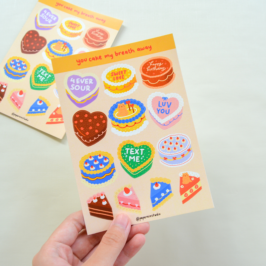 You Cake My Breath Away Sticker Sheet by Paperain Studio