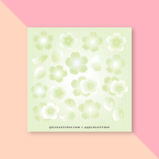 Lime Green Cherry Blossom Deco Sticker Sheet