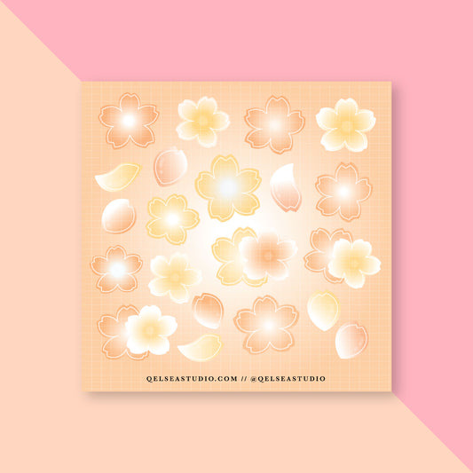 Orange Cherry Blossom Deco Sticker Sheet