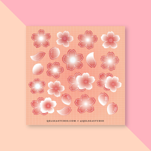 Red Cherry Blossom Deco Sticker Sheet