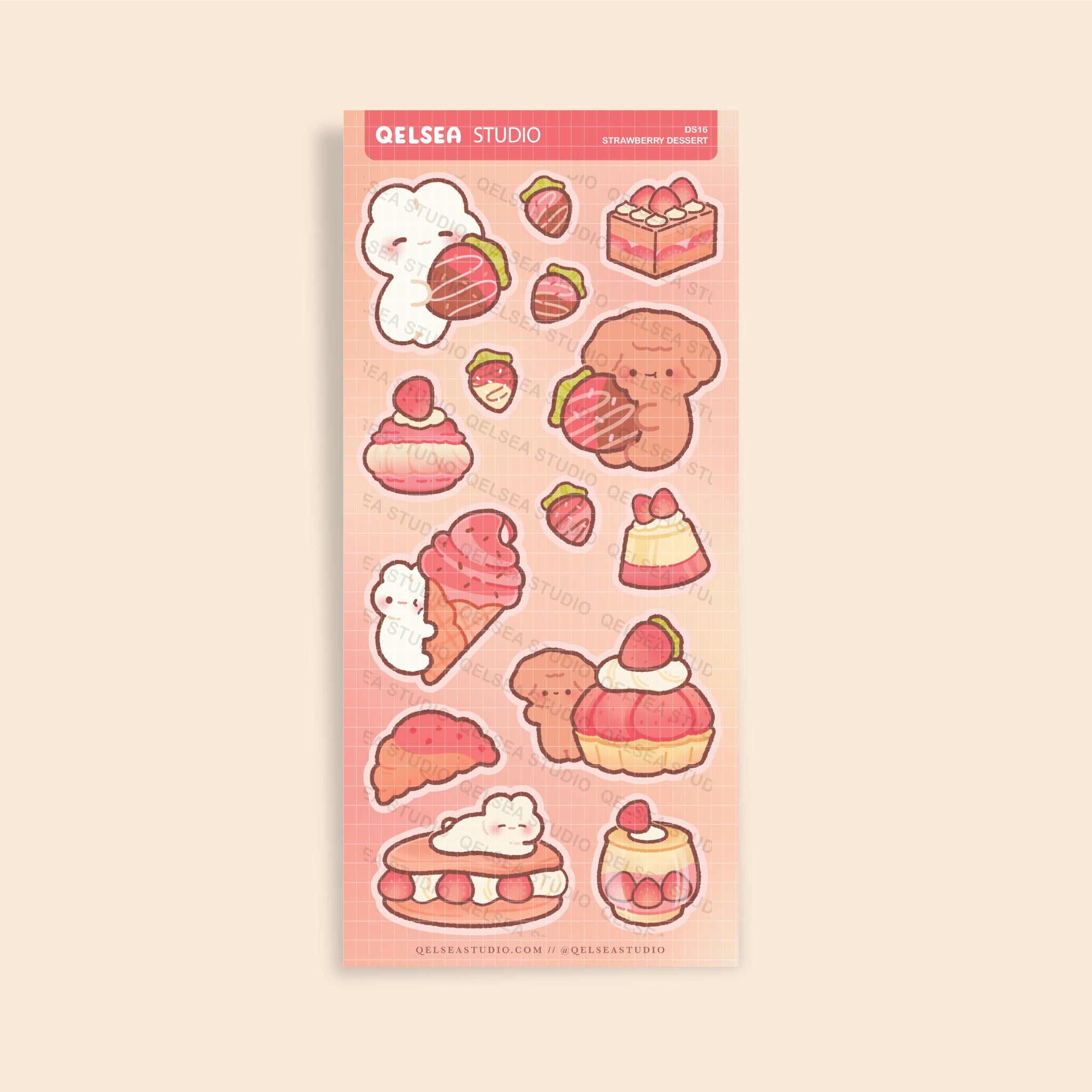 Strawberry Dessert Deco Sticker Sheet